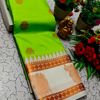 A "Retta Petta" soft silk saree with Rich Pallu and Blouse - PARET GREEN