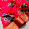 Elegant Dola Silk Saree with Traditional Kalamkari Print - DARK PINK