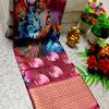 Elegant Dola Silk Saree with Traditional Kalamkari Print - LIGHT PINK