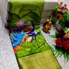 Elegant Dola Silk Saree with Traditional Kalamkari Print - LIGHT GREEN