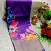 Elegant Dola Silk Saree with Traditional Kalamkari Print - BRINJAL COLOUR
