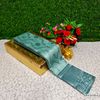Premium kubera pattu saree rapier fancy  light weight silk type sarees function wear - TEAL (4)