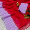 Fancy Stone Work Soft Silk Saree Full Same Color Border Contrast Color with blouse modern fancy item sarees - DARK PINK