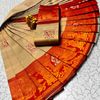 Premium kubera pattu saree rapier fancy  light weight silk pallakku design saree - LIGHT SANDLE (1)