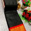 Traditional Plain Silk Saree Premium Design Border Zari Design - BLACK