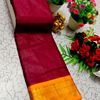 Traditional Plain Silk Saree Premium Design Border Zari Design - MERUN