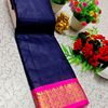 Traditional Plain Silk Saree Premium Design Border Zari Design - R BLUE