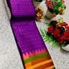 Narayani Cotton with Classic Zari Temple Border - BRINJAL COLOUR