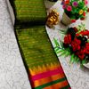Narayani Cotton with Classic Zari Temple Border - MEHENDHI GREEN (1)