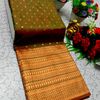 1000 Butta premium Soft Silk Saree weddings, festivals, traditional Wear - OLIVE GREEN