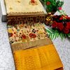 Fancy print office wear cotton sarees all over body kalamkari  pattern design premium look lightweight comfortable wear - CREAM