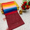 Rain bow pattern soft linen cotton saree traditional look collection - MULTI COLOR (4)
