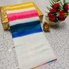 Rain bow pattern soft linen cotton saree traditional look collection - MULTI COLOR (6)