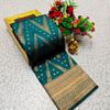 1000 Butta premium Soft Silk Saree weddings, festivals, traditional Wear - PEACOCK GREEN (1)