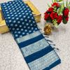 Premium Banarasi Silk Saree with Heavy Silver Zari & Stone Work Saree - NORMAL  BLUE