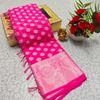 Premium Banarasi Silk Saree with Heavy Silver Zari & Stone Work Saree - DARK PINK