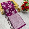 Premium Banarasi Silk Saree with Heavy Silver Zari & Stone Work Saree - PURPLE COLOUR