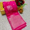 Premium Banarasi Silk Saree with Heavy Silver Zari & Stone Work Saree - RUBY COLOUR