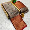 Premium Bridal Tissue Silk Saree with Intricate Zari Weave- SLATE COLOUR