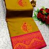 Premium Meena work Soft Silk Saree weddings, festivals, traditional Wear - DARK GOLD