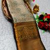 Premium Bridal Tissue Silk Saree with Intricate Zari Weave - BOTTLE GREEN (1)