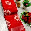 Traditional linen cotton saree comfort meets traditional flower design - RED