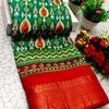 Fancy Print  Office Wear Cotton Sarees All Over Body Poo Design Premium Look lightweight Comfortable Wear - EMERALD COLOUR (1)