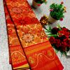 Bridal silk gold silvar and copper zari weave and wedding art silk suba muhurtha pattu sarees - RED (1)