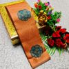 Kubera borderless elite bridal rapier fancy light weight silk type sarees function wear - LIGHT ORANGE (1)