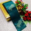 Kubera borderless elite bridal rapier fancy light weight silk type sarees function wear - TEAL COLOUR (2)
