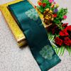 Kubera borderless elite bridal rapier fancy light weight silk type sarees function wear - TEAL COLOUR (3)