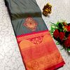 1000 Butta premium Soft Silk Saree weddings, festivals, traditional Wear - GRAY (1)