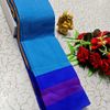 Lightweight Plain Cotton Saree with Retta Petta Zari Border - BLUE COLOUR (1)