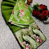 GEORGETTE FANCY SOFT SILK SAREES WITH BLOUSE  PEACOCK DESIGN MODERN FANCY ITEM SAREES - DARK GREEN (1)