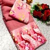 GEORGETTE FANCY SOFT SILK SAREES WITH BLOUSE  PEACOCK DESIGN MODERN FANCY ITEM SAREES - BABY PINK (1)