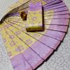 Premium kubera pattu saree rapier fancy  light weight silk type sarees flower design function wear - CREAM (2)