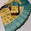 Premium kubera pattu saree rapier fancy  light weight silk type sarees flower design function wear - LIGHT YELLOW
