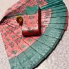 Premium kubera pattu saree rapier fancy  light weight silk type sarees flower design function wear - CORAL COLOUR (3)