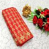 Luxurious heavy work blouse fabric with floral goldwork jaal border - RED (3)