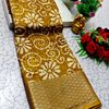 Fancy print office wear cotton sarees all over body flower design pattern design premium look lightweight comfortable wear - DARK GOLD