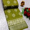 Digital printing linen cotton  trending sarees - OLIVE GREEN