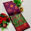 Premium monika cotton silk saree rapier fancy light weight silk type sarees flower design function wear - WINE COLOUR