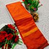 Premium Monika Cotton  saree rapier fancy light weight silk type sarees flower design function wear - ORANGE