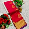 Premium Monika Cotton  saree rapier fancy light weight silk type sarees flower design function wear - RED