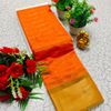 Premium Silk Cotton  saree rapier fancy light weight silk type sarees flower design function wear - ORANGE