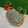 Luxurious heavy work blouse fabric with floral goldwork jaal border - BLUE SHADE (5)