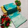 Banaras with our banarasi cotton fabric a beautiful fusion of classic artistry and breathable comfort wear saree - TEAL COLOUR