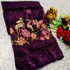 Luxurious heavy work blouse fabric with floral goldwork jaal border - WINE COLOUR (4)