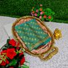 Luxurious heavy work blouse fabric with floral goldwork jaal border - REXONA (7)