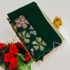 GEORGETTE FANCY SOFT SILK SAREES WITH BLOUSE MODERN FANCY ITEM SAREES - BOTTLE GREEN (3)